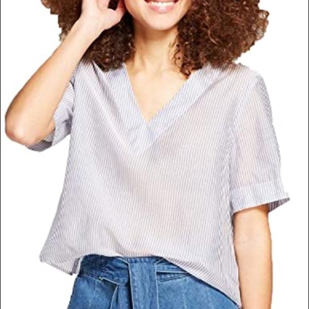 A New Day Striped Crop Blouse